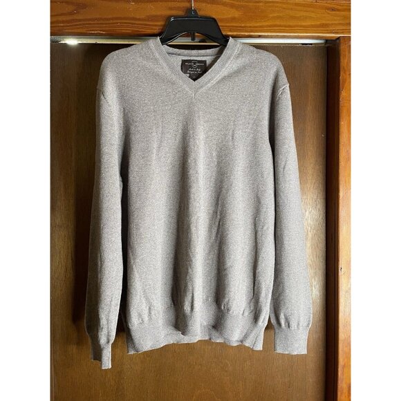 Black Brown 1826 Mens Sweater tan beige Merino Wool Knit Pullover Crewneck Sz L - Picture 1 of 7